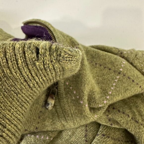 Vtg Bobby Jones Collection 1/4 Zip Merino Wool Sweater XL Green Argyle Golf - Picture 7 of 9